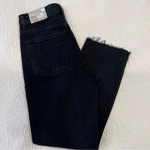 Topshop Raw Hem Straight Gray/Black Jeans: Size 26